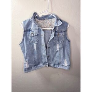 Women's Jean Distressed Vest - size Large